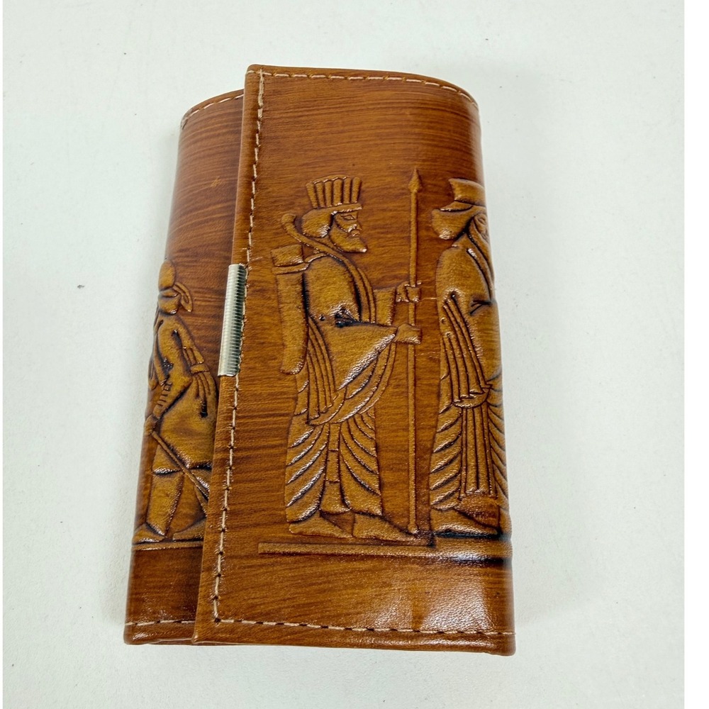Charm Negar Leather Key Case Persian Persepolis Achaemenid Embossed 6 Hook Brown